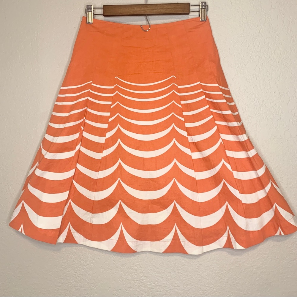 Boden Women’s Lined Orange Cotton Printed Riviera Circle Skirt Size 2 - Picture 4 of 11